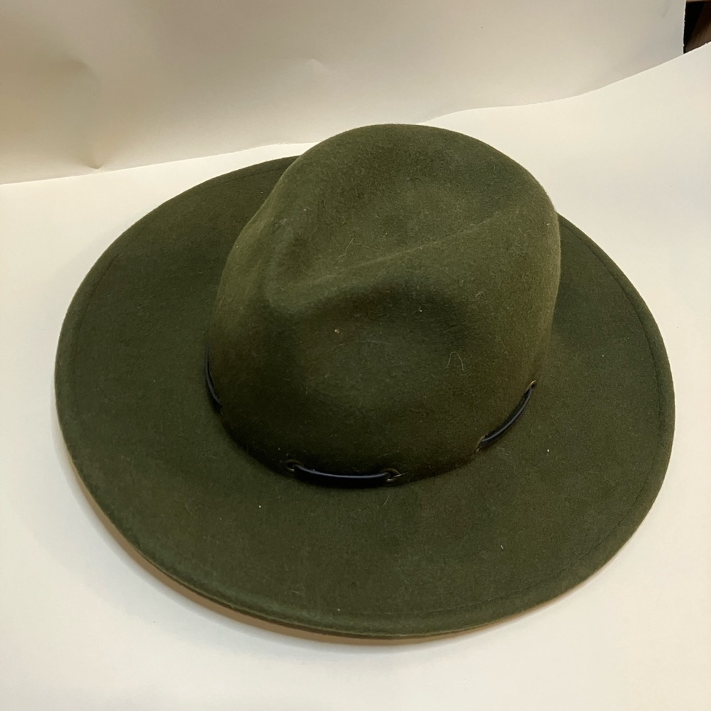 BCBG MAXAZRIA Olive Green Wide Brim Felt Hat
